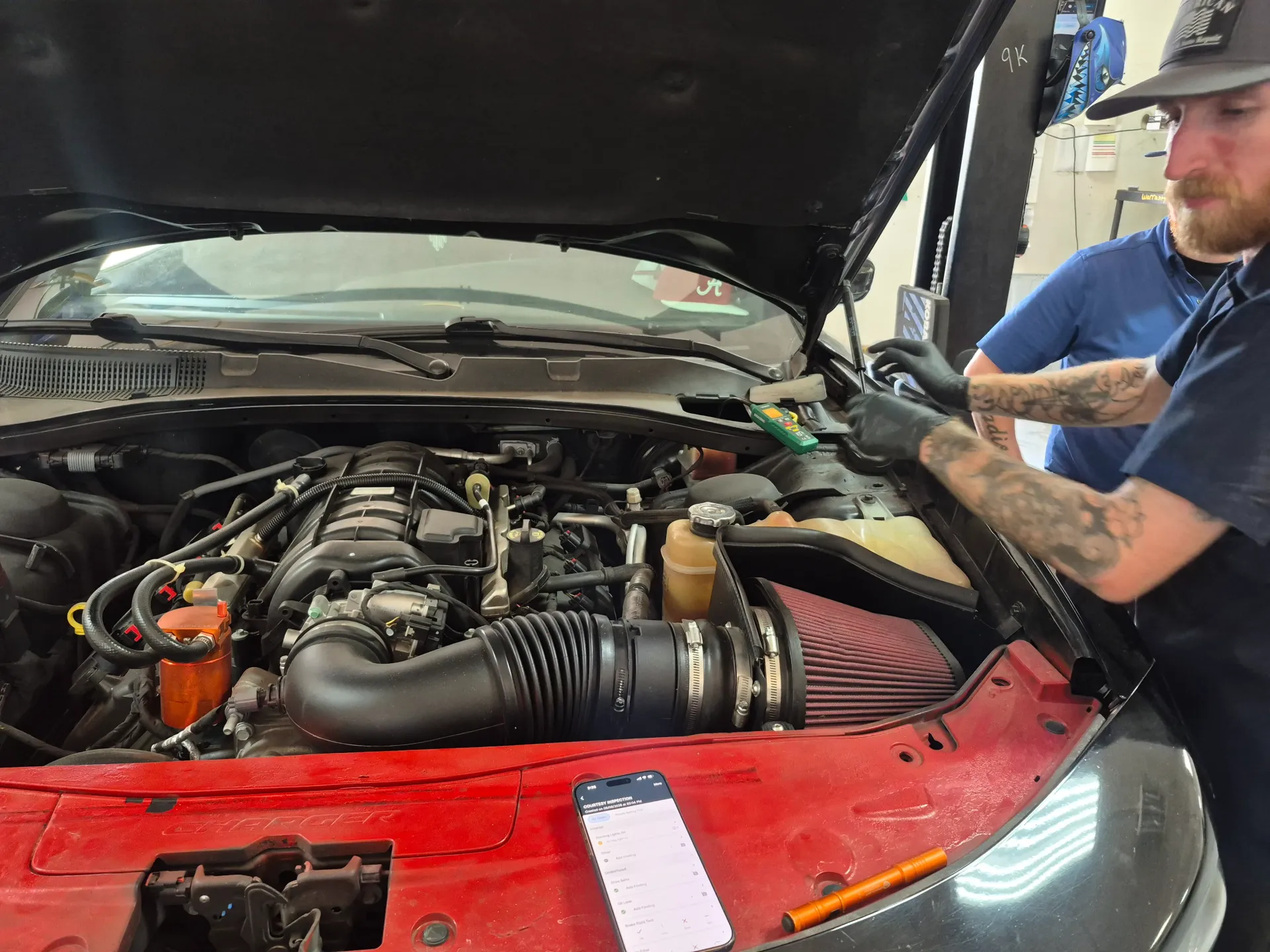 engine diagnostics with scan tool on performance car