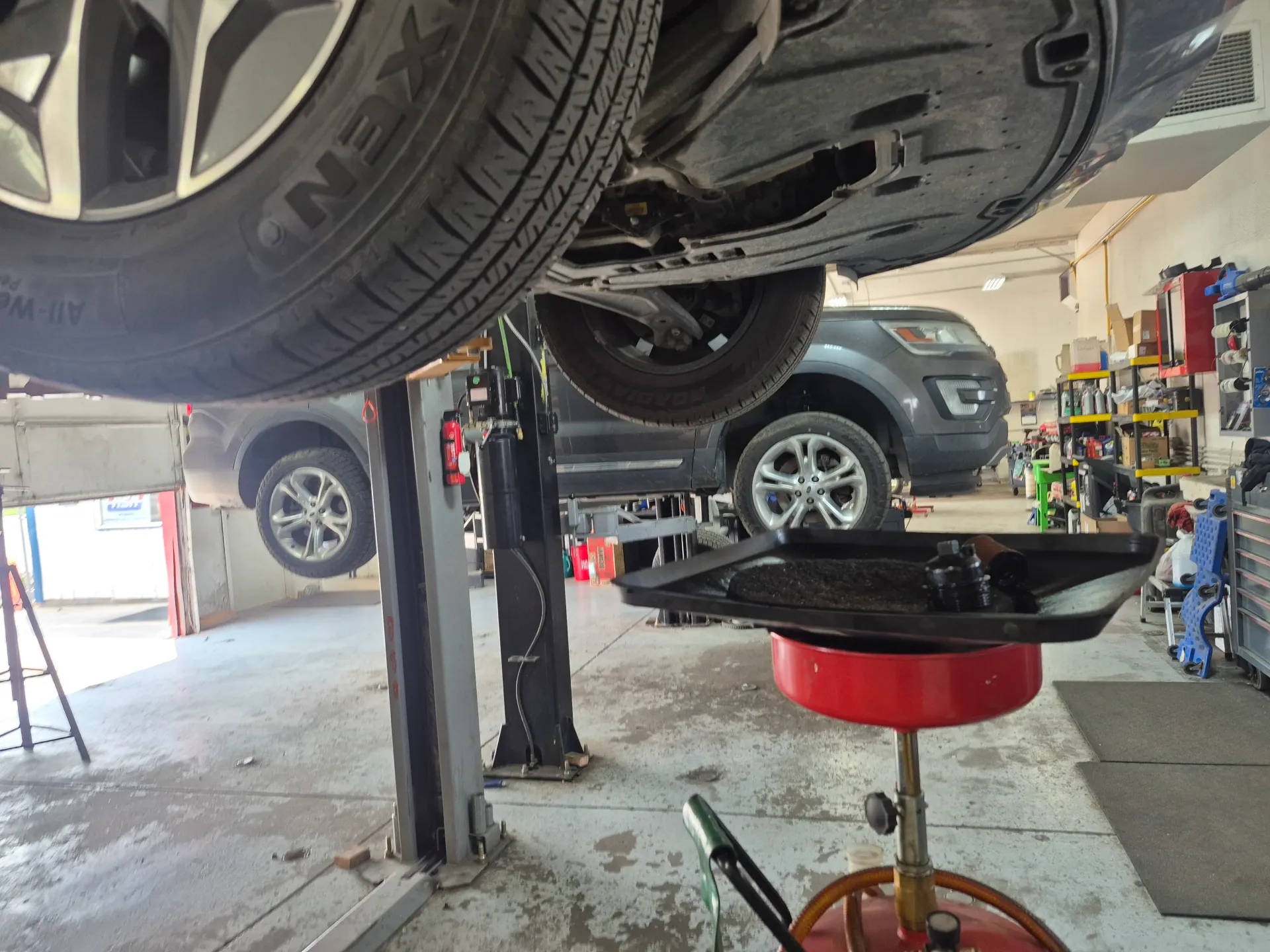 used engine oil drain during oil change service
